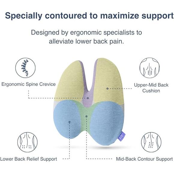 C CUSHION LAB Black Extra Dense Lumbar Pillow for Lower Back Pain Relief w Strap - Picture 9 of 14